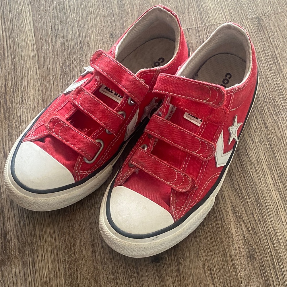 Converse Kids Red and White Velcro Sneakers